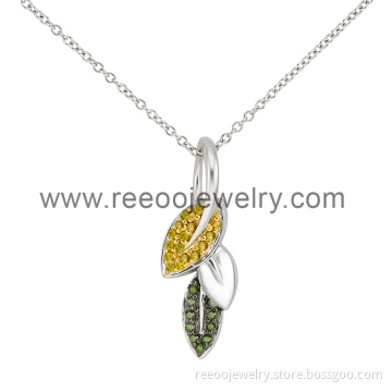 White Gold Plated Diamond Silver Pendant Necklace